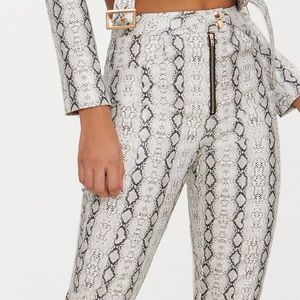 • NWT • Grey Front Zip Snake Print Trouser